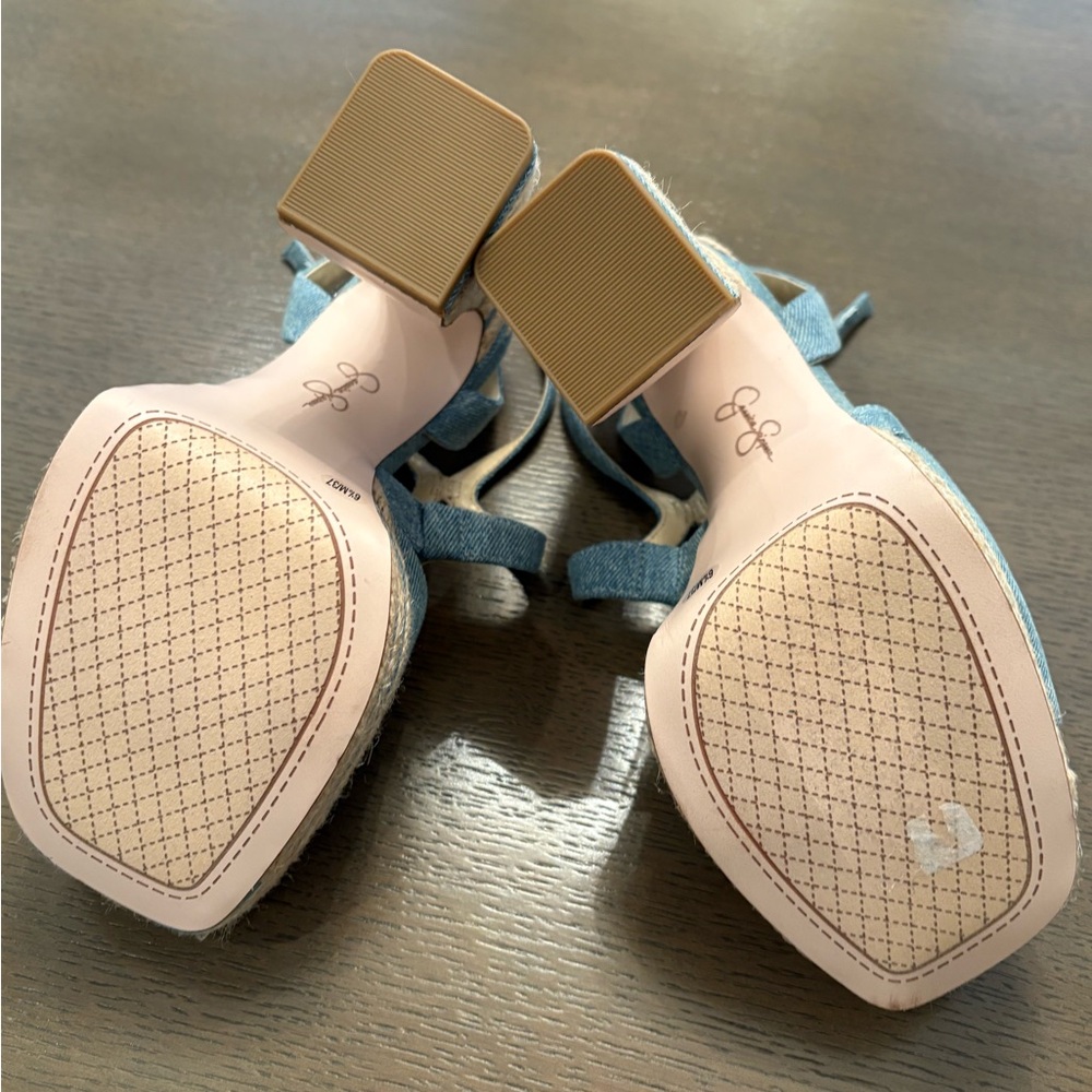 NEW- JESSICA SIMPSON DENIM PEEP-TOE HEELS. SIZE 6 1/2. - Picture 6 of 6
